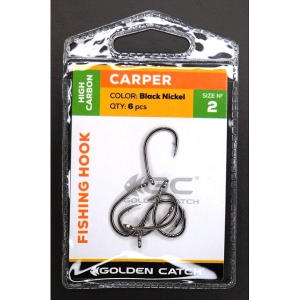 Рибальські гачки, GC Carper, 6шт/уп, колір BN, розмір №2